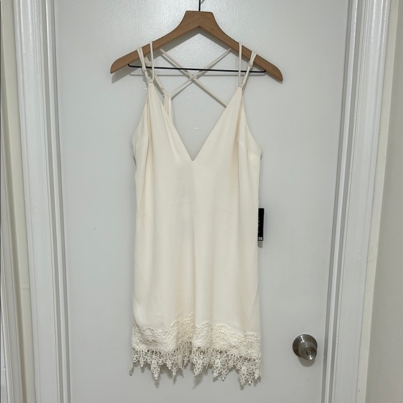 EXPRESS | Strappy Lace Hem Shift Dress - Picture 2 of 5